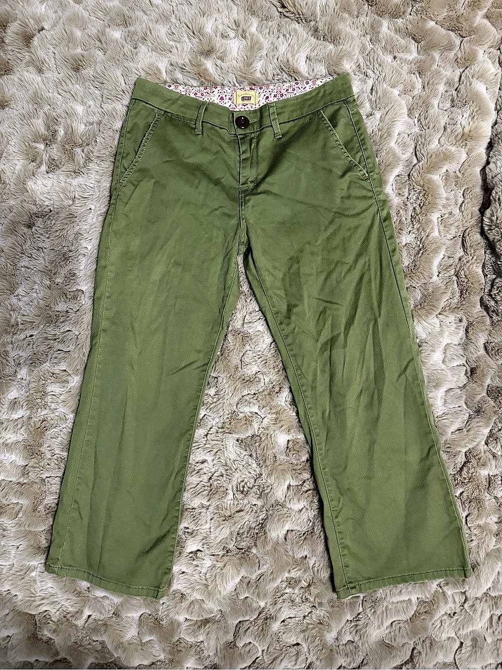 Y2K Vintage Levi's Tab Twills Floral Straight Leg Capri Pants Green